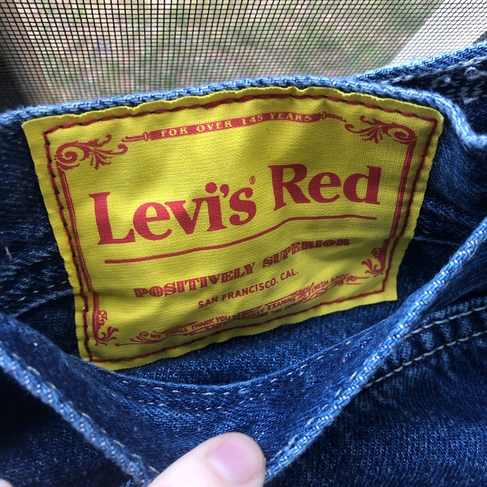 Rare y2k “Levi’s red” High-waisted baggy wide leg blue jeans with belt - Picture 2 of 9